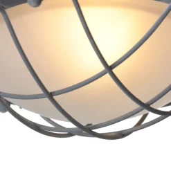 Steinhauer Industrie Deckenlampe Metall Glas Grau Weiß Ø29 cm E27* Deckenleuchten|Badezimmer Lampe