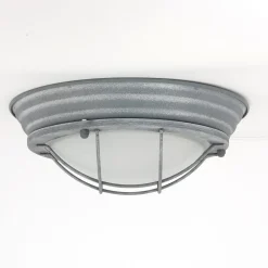 Steinhauer Industrie Deckenlampe Metall Glas Grau Weiß Ø29 cm E27* Deckenleuchten|Badezimmer Lampe