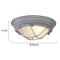Steinhauer Industrie Deckenlampe Metall Glas Grau Weiß Ø29 cm E27* Deckenleuchten|Badezimmer Lampe