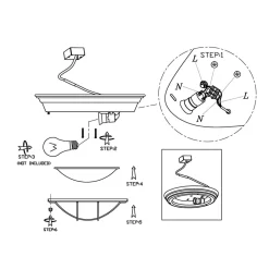 Steinhauer Industrie Deckenlampe Metall Glas Grau Weiß Ø29 cm E27* Deckenleuchten|Badezimmer Lampe