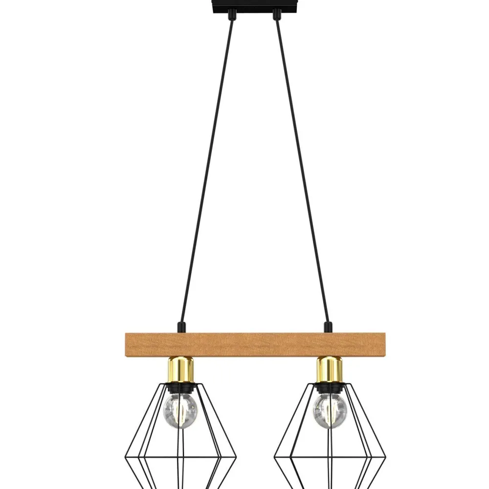 Sale Luminex Industrie Pendelleuchte Metall Holz Schwarz E27 L:46 cm