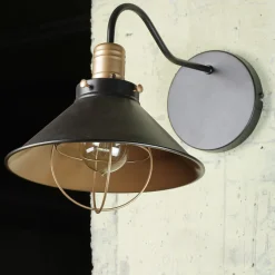 Nowodvorski Industrie Wandlampe Schwarz Kupfer E27 T:40cm LOFT