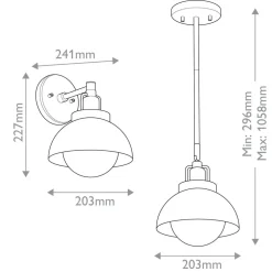 Elstead Innenleuchte 3-in-1 Wand Decke Hänge Schwarz Metall Glas* Metall Lampen|Lampenschirme