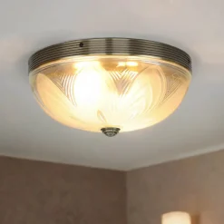 Outlet Easylight Jugendstil Deckenleuchte E27 mit Glasschirm Messing Optik