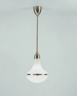 Berliner Messingleuchten Jugendstil Hängelampe Messing Glas E27 Ø24 cm in Nickel