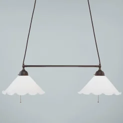 Outlet Berliner Messingleuchten Jugendstil Hängeleuchte 2-fl Antik Messing D1