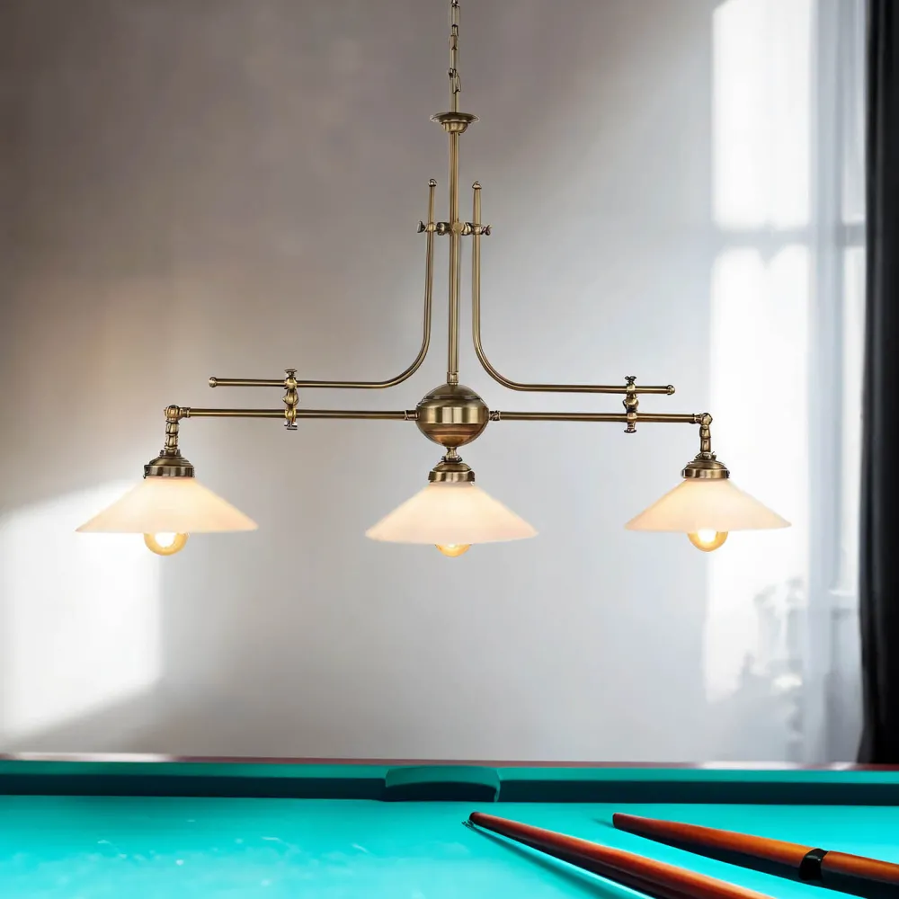 Best Giovanni Battista Jugendstil Profi Billardtischlampe E27 Weiß Esszimmer