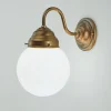 Online Berliner Messingleuchten Jugendstil Wandlampe Glaskugel Messing E27 T:22 cm