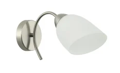 Hot Lamkur Jugendstil Wandlampe Glas Metall in Nickel Weiß E27