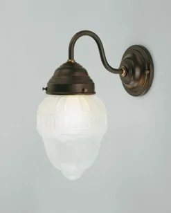 Sale Berliner Messingleuchten Jugendstil Wandlampe Messing Glas E27 T:20 cm blendarm