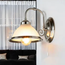 Online Easylight Jugendstil Wandleuchte E27 mit Glasschirm Silbern