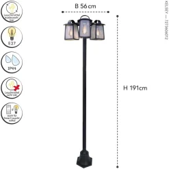 Online Eco-Light Kandelaber Aluminium Glas E27 IP44 195 cm Vintage