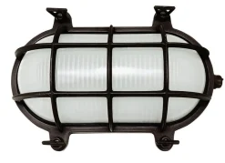 Lido Kellerlampe oval Messing Glas B: 24 cm IP64 E27 Schwarz antik* Außenwandleuchten|Feuchtraumleuchten