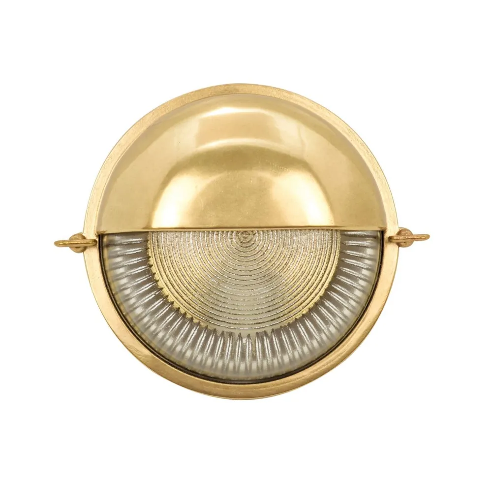 Andromeda Kellerleuchte Messing Glas rund Ø 17,5 cm IP64 E27* Außenwandleuchten|Feuchtraumleuchten