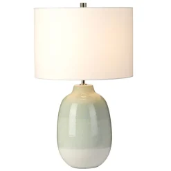 New Elstead Keramik Tischlampe Creme Grün Klassisch 61cm LYSE