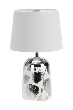 Rabalux Keramik Tischlampe Stoff Schalter Blätter H:30cm* Tischlampen|Schlafzimmer Lampen