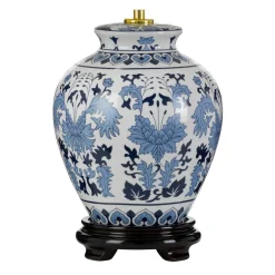 Discount Elstead Keramikfuß für Tischleuchte Blau Weiß 28,5 cm klein E27