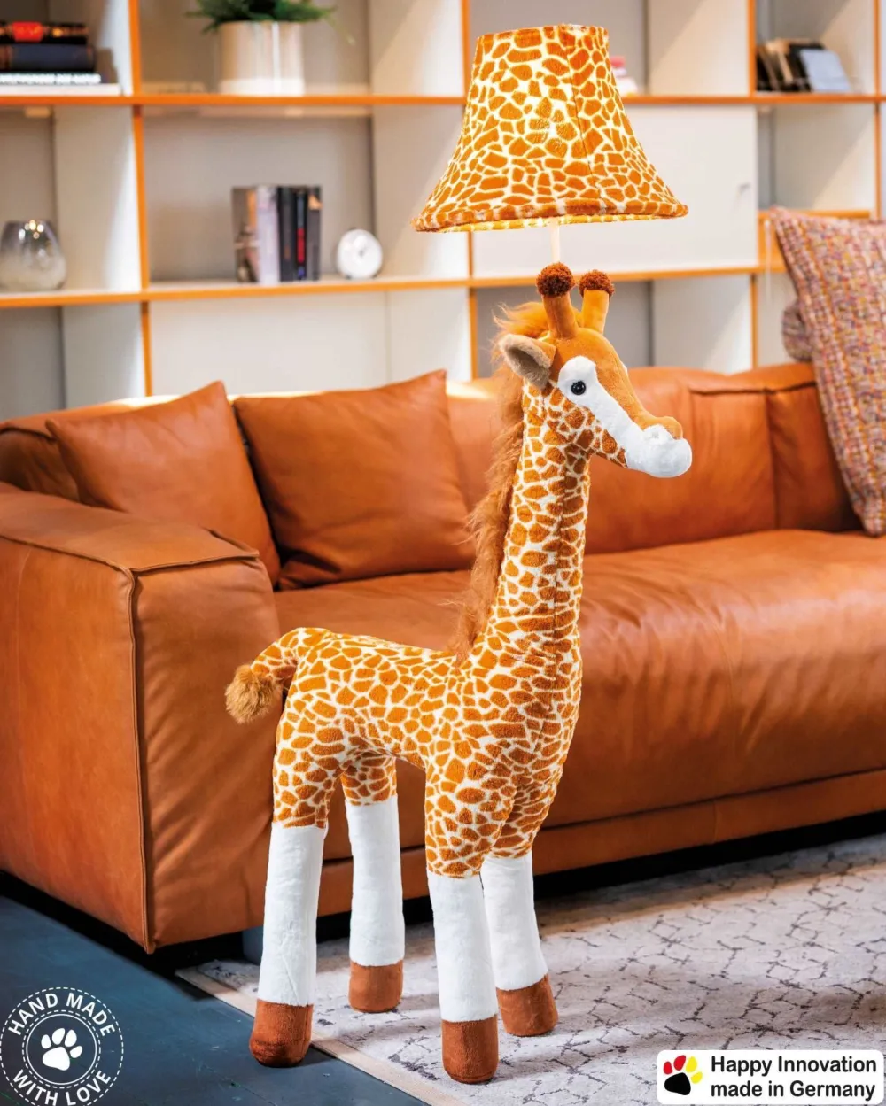 New Happy Lamps Kinderleuchte Giraffe 126 cm Braun Beige Weiß vegan LED