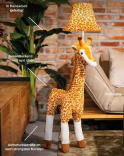 New Happy Lamps Kinderleuchte Giraffe 126 cm Braun Beige Weiß vegan LED