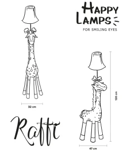 New Happy Lamps Kinderleuchte Giraffe 126 cm Braun Beige Weiß vegan LED
