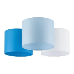 TK Lighting Kinderzimmerlampe Blau Weiß 3-flammig Stoff E27 Decke