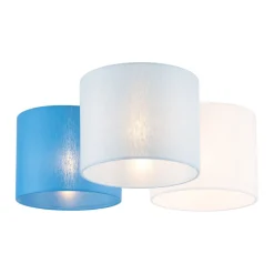 TK Lighting Kinderzimmerlampe Blau Weiß 3-flammig Stoff E27 Decke