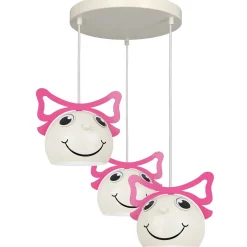 Best Luminex Kinderzimmerlampe Rosa Weiß Ø 41 cm Glas Metall 3x E27