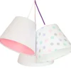 New BPS Koncept Kinderzimmerlampe SAMY Weiß Rosa gepunktet 3-flmg