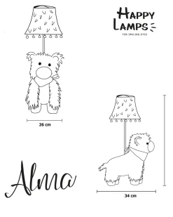 Happy Lamps Kinderzimmerleuchte LED 48 cm hoch Alpaka vegan niedlich*Kinder Wohnzimmerlampen|Kinderzimmerlampen