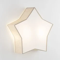 TK Lighting Kinderzimmerleuchte Leinen 45 cm lang Stern Weiß Beige 2x E27