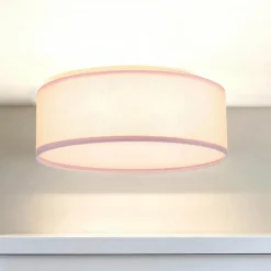 TK Lighting Kinderzimmerleuchte Rosa Ø 38 cm rund flach Stoffschirm*Kinder Kinderzimmerlampen|Kinderlampen