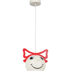 Best Luminex Kinderzimmerleuchte rund Ø 16,5 cm Glas Metall E27 Weiß Rot