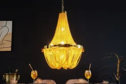 Invicta Interior Klassische Hängelampe Metall in Gold Ø70 cm E14 elegant* Hängelampen|Bürolampen