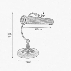 Giovanni Battista Klavierleuchte Messing H: 31,5 cm schwenkbar in Bronze antik* Tischlampen|Bürolampen