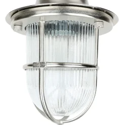 Lido Kleine Deckenleuchte außen E27 Messing Riffelglas Maritim* Metall Lampen|Messinglampen