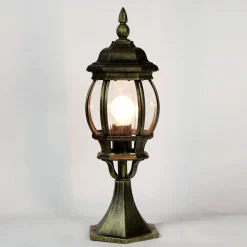 Easylight Kleine Sockel Steh Lampe für außen Gold Antik 50,5cm* Rustikale Lampen|Wegeleuchten