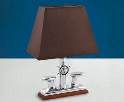 Discount Laura Suardi Kleine Tischlampe Chrom Braun Echt-Messing Maritim