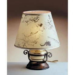 Laura Suardi Kleine Tischlampe Creme Messing rund 34cm Maritim* Tischlampen|Schlafzimmer Lampen