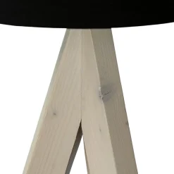 Discount Trio Reality Kleine Tischlampe Holz Stoff H:31cm Ø17cm modern