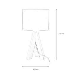 Discount Trio Reality Kleine Tischlampe Holz Stoff H:31cm Ø17cm modern