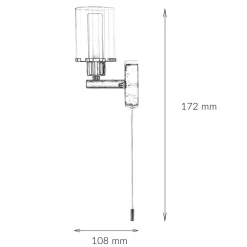 Nowodvorski Kleine Wandlampe mit Schalter Glasschirm IP44 H:17cm* Wandleuchten|Flurlampen