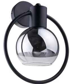 Sale Sigma Kleine Wandleuchte Metall Schwarz Silber Glas B:25 cm