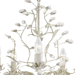 Searchlight Kristall Kronleuchter Floral in Shabby Creme Gold Ø 50 cm* Glaslampen|Shabby Chic Lampen