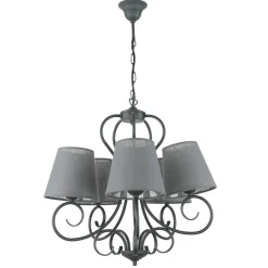 Lamkur Kronleuchter ABUELA Stoff 5-flmg Landhaus Esstisch* Hängelampen|Esszimmer Lampen