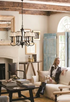 Elstead Kronleuchter ANABELL 9 Creme Ø71cm kürzbar Lampe* Wohnzimmerlampen|Designerlampen