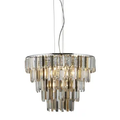 Sale Searchlight Kronleuchter Art Déco Ø 65 cm Kristall Rauchglas 9x E14