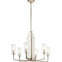 Hot Elstead Kronleuchter Art Déco Metall Glas B: 68,6 cm H: max. 169,8 cm