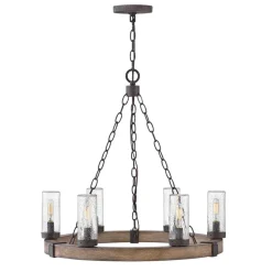 Elstead Kronleuchter außen Ø 61 cm IP44 E14 Metall Glas Ring* Metall Lampen|Rustikale Lampen