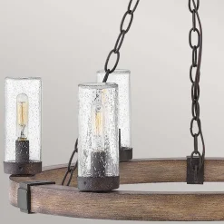 Elstead Kronleuchter außen Ø 61 cm IP44 E14 Metall Glas Ring* Metall Lampen|Rustikale Lampen