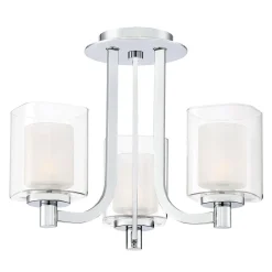 New Elstead Kronleuchter Badezimmer IP44 Ø 38,4 cm Metall Glas Chrom Weiß